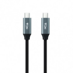 Cable usb 3.2 nanocable 10.01.4302/ usb tipo-c macho - usb tipo-c macho/ 2m/ gris y negro
